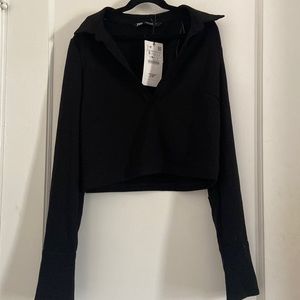 Black long sleeve Zara crop top